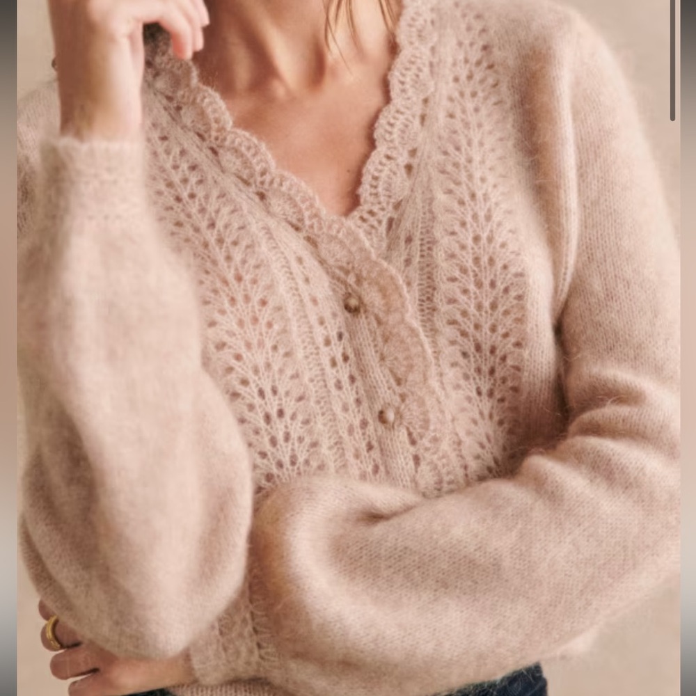 Sezane Angelie Cardigan Light Beige - Size XXS EUC